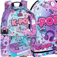 Ilustracja produktu CoolPack Zestaw Szkolny K-Pop Rainbow 5el. Plecak Cross F026037 + Worek F070037 + Piórnik F062037 + 27478CP + 27928CP