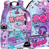 Ilustracja produktu CoolPack Zestaw Szkolny K-Pop Rainbow 5el. Plecak Cross F026037 + Worek F070037 + Piórnik F060037 + 27478CP + 27928CP