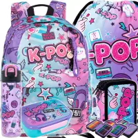 Ilustracja CoolPack Zestaw Szkolny K-Pop Rainbow 5el. Plecak Cross F026037 + Worek F070037 + Piórnik F067037 + 27478CP + 27928CP
