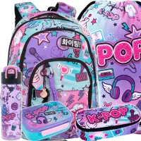 Ilustracja produktu CoolPack Zestaw Szkolny K-Pop Rainbow 5el. Plecak Basic Plus F003037 + Worek F070037 + Piórnik F062037 + 27478CP + 27928CP