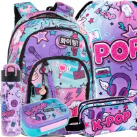Ilustracja CoolPack Zestaw Szkolny K-Pop Rainbow 5el. Plecak Basic Plus F003037 + Worek F070037 + Piórnik F060037 + 27478CP + 27928CP
