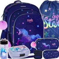 Ilustracja produktu Starpak Zestaw Szkolny Galaxy Unicorn 2 5el. Plecak  529943 + Piórnik 531576 + Worek F159960 + 486109 + 103560