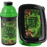 Ilustracja Paso Zestaw Śniadaniowy Pixel Game Bidon PP24AX-3021 + Śniadaniówka PP24AX-3022