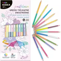 Ilustracja produktu Kidea Kredki Ołówkowe 2 stronne 24 kolory Trójkatne Pastel 518478