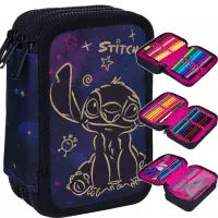 Ilustracja CoolPack Jumper 3 Piórnik Trzykomorowy z Wyposażeniem Stitch Gold F067948