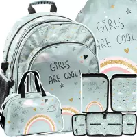 Ilustracja produktu  Paso Zestaw Szkolny 4el. Tęcza Plecak PP26RA-090 + Piórnik PP26RA-P001BW + Worek PP26RA-712 + Torba PP26RA-074