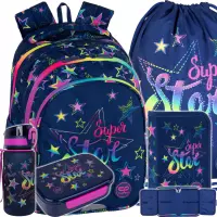 Ilustracja produktu CoolPack Zestaw Szkolny Stars 5el. Plecak Jerry F029960 + Worek F159960 + Piórnik F076960 + Z17960 + Z18960