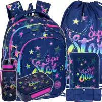 Ilustracja produktu CoolPack Zestaw Szkolny Stars 5el. Plecak Fast F163960 + Worek F159960 + Piórnik F076960 + Z17960 + Z18960