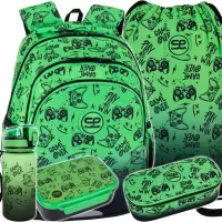 Ilustracja produktu CoolPack Zestaw Szkolny Game Over Gradient Green 5el. Plecak Jerry F029969 + Worek F159969 + Piórnik F062969 + Z17969 + Z18969