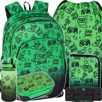 Ilustracja produktu CoolPack Zestaw Szkolny Game Over Gradient Green 5el. Plecak Prime Pro F162969 + Worek F159969 + Piórnik F076969 + Z17969 + Z18969