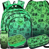 Ilustracja produktu CoolPack Zestaw Szkolny Game Over Gradient Green 5el. Plecak Fast F163969 + Worek F159969 + Piórnik F062969 + Z17969 + Z18969