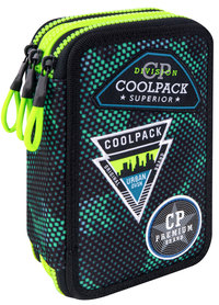 Ilustracja CoolPack Jumper 3 Piórnik Trzykomorowy Z Wyposażeniem Badges Green B67151