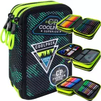 Ilustracja produktu CoolPack Jumper 3 Piórnik Trzykomorowy Z Wyposażeniem Badges Green B67151