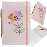 Ilustracja Starpak Notes Z Gumką 14x21/80k + Długopis Pink Folwer 514834