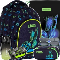 Ilustracja produktu AstraBag Zestaw Szkolny 5el. Football Motion Plecak 502023066 + Piórnik 505023045 + Worek 507023016 + Bidon 536877 + Śniadaniówka Z18674
