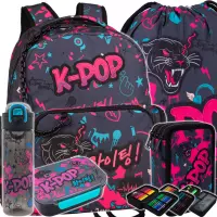 Ilustracja CoolPack Zestaw Szkolny K-Pop Dark 5el. Plecak Caro F167036 + Worek F070036 + Piórnik F067036 + 27850CP + 27713CP
