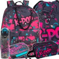 Ilustracja produktu CoolPack Zestaw Szkolny K-Pop Dark 5el. Plecak Cross F026036 + Worek F070036 + Piórnik F060036 + 27850CP + 27713CP