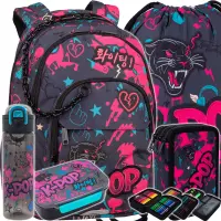 Ilustracja produktu CoolPack Zestaw Szkolny K-Pop Dark 5el. Plecak Basic Plus F003036 + Worek F070036 + Piórnik F067036 + 27850CP + 27713CP