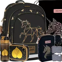 Ilustracja produktu Starpak Zestaw 5el. Gold Unicorn Plecak 486094 + Worek 507023029 + Piórnik 503023036 + 558660 + 558652 + 558654