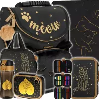 Ilustracja produktu Starpak Zestaw 6el. Tornister Czarny Kotek z Futerkiem 529687 + Worek 529469 + Piórnik 529472 + Torba 517338 + 558660 + 558652 + 558654