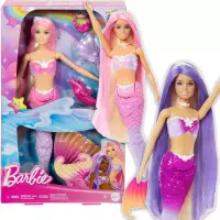 Ilustracja Mattel Barbie Malibu Lalka Syrenka Zmieniająca Kolor z Delfinkiem HRP97