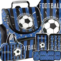 Ilustracja produktu Paso Zestaw Szkolny 4el. Football Niebieski Tornister PP25NG-525 + Piórnik PP25NG-P001BW + Worek PP25NG-712 + Torba PP25NG-074
