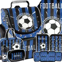 Ilustracja produktu Paso Zestaw Szkolny 6el. Football Niebieski Tornister PP25NG-525 + Piórnik PP25NG-P001BW + Worek PP25NG-712 + Torba PP25NG-074