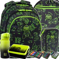 Ilustracja produktu CoolPack Zestaw Szkolny Game Night 3el. Plecak Jerry F029711 + Piórnik F067711 + Worek F070711 + 56407CP + Z07510