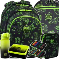 Ilustracja produktu CoolPack Zestaw Szkolny Game Night 5el. Plecak Jerry F029711 + Piórnik F066711 + Worek F070711 + 56407CP + Z07510