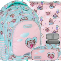 Ilustracja AstraBag Zestaw Szkolny 3el Plecak AB330 Kitty's World 502024001 + Worek 507024001 + Piórnik 503024073