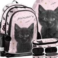 Ilustracja produktu Paso Zestaw Szkolny 3el. Black Cat Plecak PP26BC-081 + Piórnik PP26BC-013+ Worek PP26BC-712