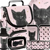 Ilustracja produktu Paso Zestaw Szkolny 5el. Black Cat Tornister PP26BC-525 + Piórnik PP26BC-P001BW + Worek PP26BC-712