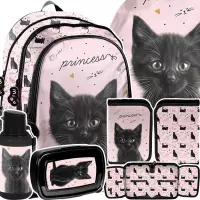 Ilustracja produktu Paso Zestaw Szkolny 5el. Black Cat Plecak PP26BC-081 + Piórnik PP26BC-P001BW + Worek PP26BC-712