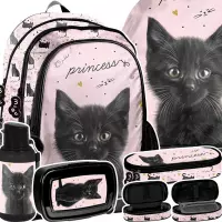 Ilustracja produktu Paso Zestaw Szkolny 5el. Black Cat Plecak PP26BC-081 + Piórnik PP26BC-013+ Worek PP26BC-712