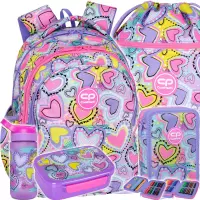 Ilustracja produktu CoolPack Zestaw Szkolny Pastel Hearts 5el. Plecak F029832 + Piórnik F066832 + Worek F070832 + Z08832 + Z18832