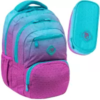 Ilustracja produktu ABag Zestaw Szkolny Hexagon Mint Ombre 2el. Plecak AB200 502026034 + Piórnik 503026050