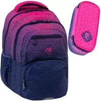 Ilustracja produktu ABag Zestaw Szkolny Hexagon Pink Ombre 2el. Plecak AB200 502026055 + Piórnik 503026070