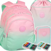 Ilustracja produktu CoolPack Zestaw Szkolny Gradient Strawberry 3el. Plecak F029754 + Piórnik F066754+ Worek F070754