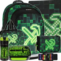 Ilustracja produktu Starpak Zestaw 6el. Pixel Green Plecak 533137 + Worek 533139 + Piórnik 533390 + Torba 533140 + 558663 + 558656