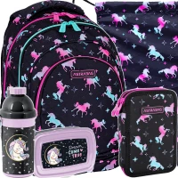 Ilustracja AstraBag Zestaw Szkolny Unicorn Squad 5el. Plecak 502024087 + Piórnik 503024051 + Worek 507024046 + Bidon PP24UR-3021 + Śniadaniówka PP24UR-3022