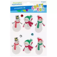 Ilustracja Craft With Fun Naklejka 3D Bałwanki 6szt 595631