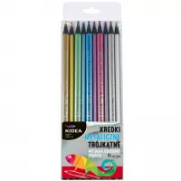 Ilustracja produktu Kidea Kredki Metaliczne Trójkątne 10 kolorów 080359