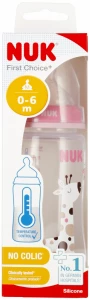 Ilustracja Nuk Butelka z Wskaźnikiem temp. 300ml 0-6m First Choice+ Różowa 527911