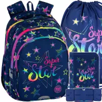 Ilustracja produktu CoolPack Zestaw Szkolny Stars 3el. Plecak Jerry F029960 + Worek F159960 + Piórnik F076960