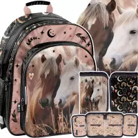 Ilustracja produktu Paso Zestaw Szkolny 3el. Horses Plecak  PP26HR-090 + Piórnik PP26HR-P001BW + Worek PP26HR-712