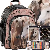 Ilustracja produktu Paso Zestaw Szkolny 3el. Horses Plecak PP26HR-090 + Piórnik PP26HR-P001 + Worek PP26HR-712