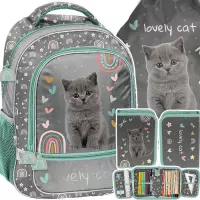 Ilustracja produktu Paso Zestaw Szkolny 3el. Grey Cat Plecak PP26CS-260 + Piórnik PP26CS-P001 + Worek PP26CS-712