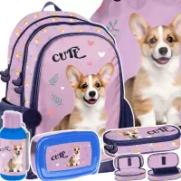 Ilustracja produktu Paso Zestaw Szkolny 5el. Corgi Lila Plecak PP26CG-081 + Piórnik PP26CG-013 + Worek PP26CG-712