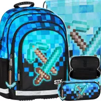 Ilustracja produktu Starpak Zestaw Szkolny 3el. Pixel Blue Plecak 552609 + Worek 552613 + Piórnik 552636