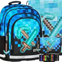 Ilustracja produktu Starpak Zestaw Szkolny 3el. Pixel Blue Plecak 552609 + Worek 552613 + Piórnik 552623